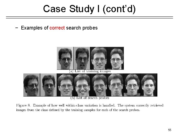 Case Study I (cont’d) − Examples of correct search probes 55 