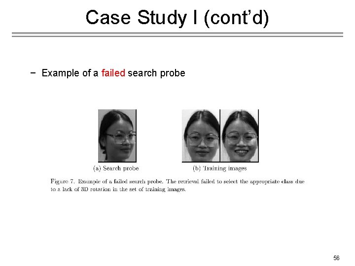 Case Study I (cont’d) − Example of a failed search probe 56 