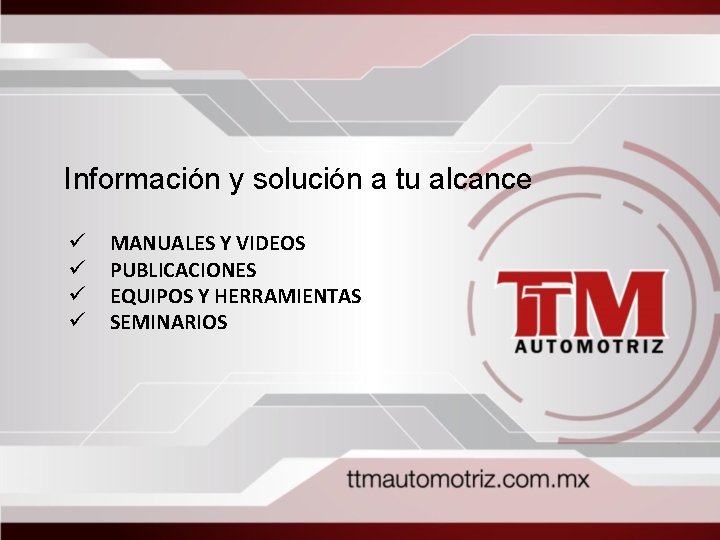 Información y solución a tu alcance ü ü MANUALES Y VIDEOS PUBLICACIONES EQUIPOS Y