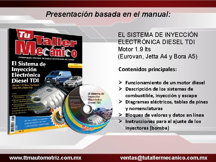 Presentación basada en el manual: EL SISTEMA DE INYECCIÓN ELECTRÓNICA DIESEL TDI Motor 1.