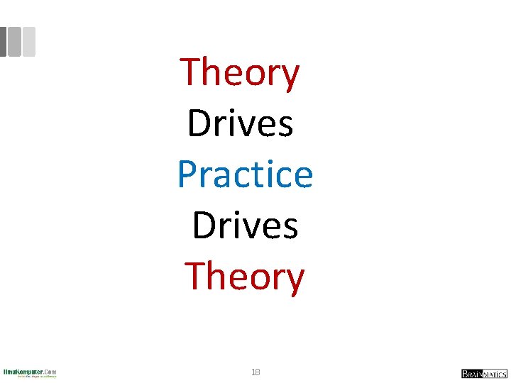 Theory Drives Practice Drives Theory 18 