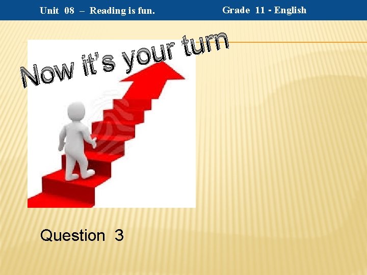 Unit 08 – Reading is fun. s ’ t i Now Question 3 Grade