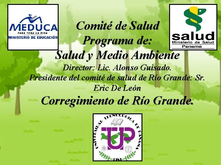 Comité de Salud Programa de: Salud y Medio Ambiente Director: Lic. Alonso Guisado. Presidente