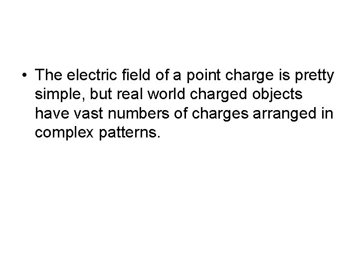  • The electric field of a point charge is pretty simple, but real