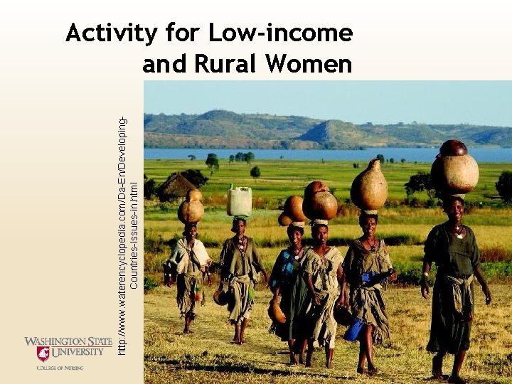 http: //www. waterencyclopedia. com/Da-En/Developing. Countries-Issues-in. html Activity for Low-income and Rural Women http: //www. waterencyclopedia. com/Da-En/Developing. Countries-Issues-in. html Activity for Low-income and Rural Women