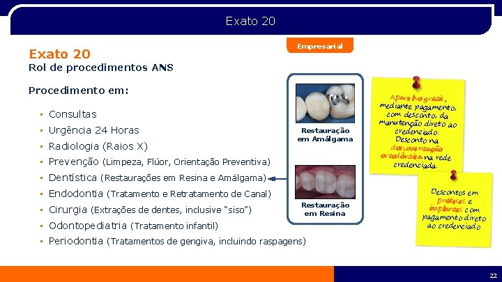 Exato 20 Empresarial Rol de procedimentos ANS Procedimento em: • Consultas • Urgência 24