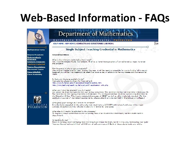 Web-Based Information - FAQs 