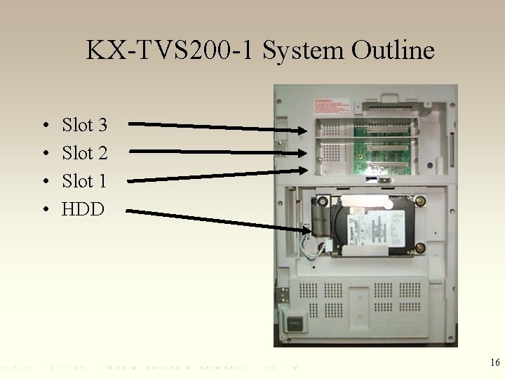 KX-TVS 200 -1 System Outline • • Slot 3 Slot 2 Slot 1 HDD