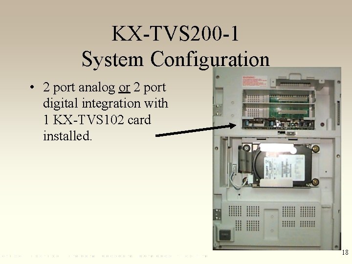 KX-TVS 200 -1 System Configuration • 2 port analog or 2 port digital integration