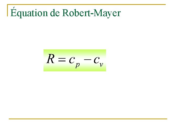 Équation de Robert-Mayer 