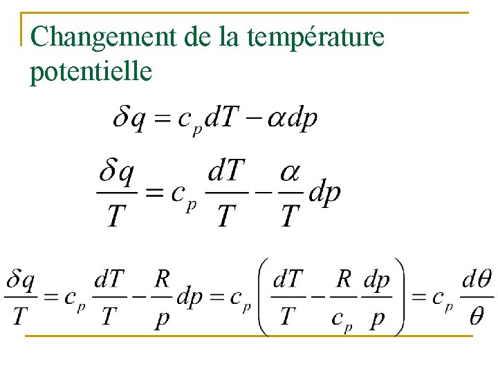 Changement de la température potentielle 
