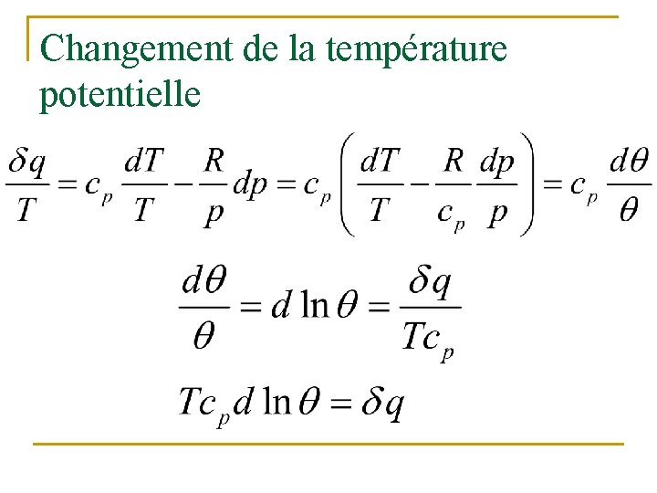 Changement de la température potentielle 