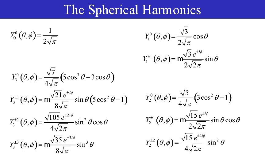 The Spherical Harmonics 