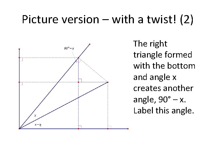 Picture version – with a twist! (2) The right triangle formed with the bottom Picture version – with a twist! (2) The right triangle formed with the bottom
