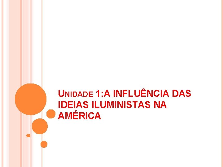 UNIDADE 1: A INFLUÊNCIA DAS IDEIAS ILUMINISTAS NA AMÉRICA 