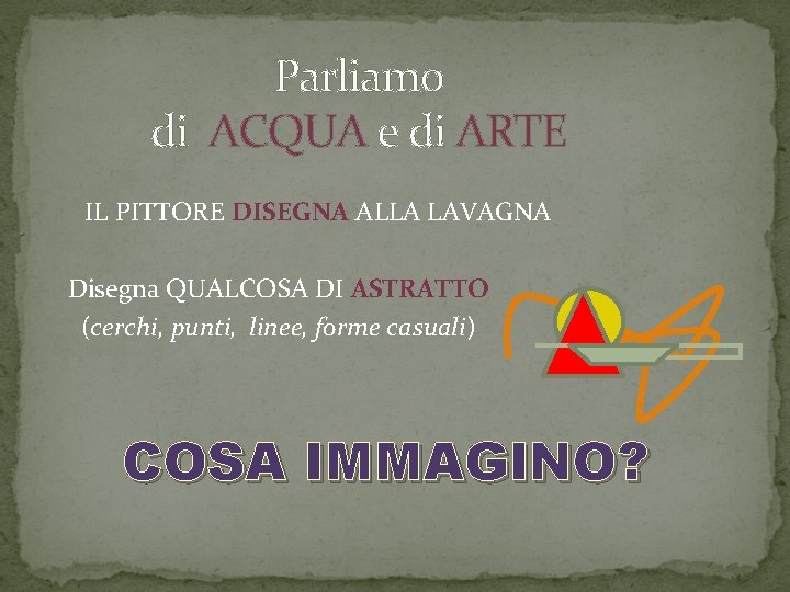 Parliamo di ACQUA e di ARTE IL PITTORE DISEGNA ALLA LAVAGNA Disegna QUALCOSA DI