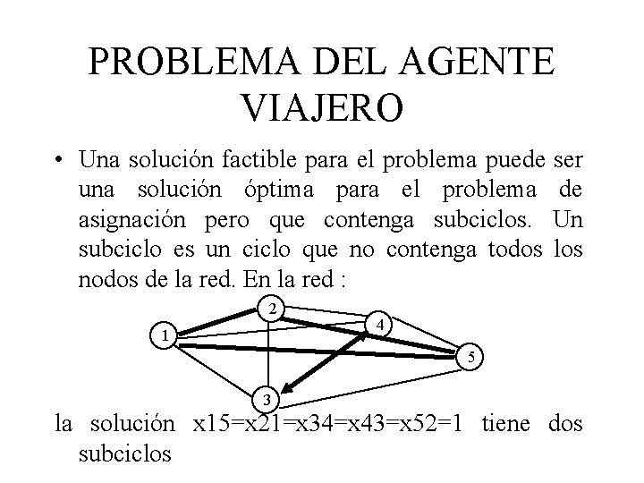 PROBLEMA DEL AGENTE VIAJERO • Una solución factible para el problema puede ser una