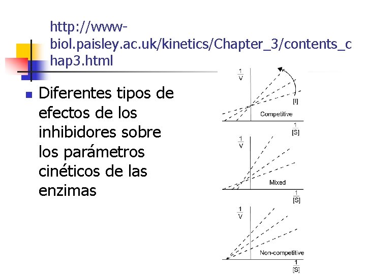 http: //wwwbiol. paisley. ac. uk/kinetics/Chapter_3/contents_c hap 3. html n Diferentes tipos de efectos de