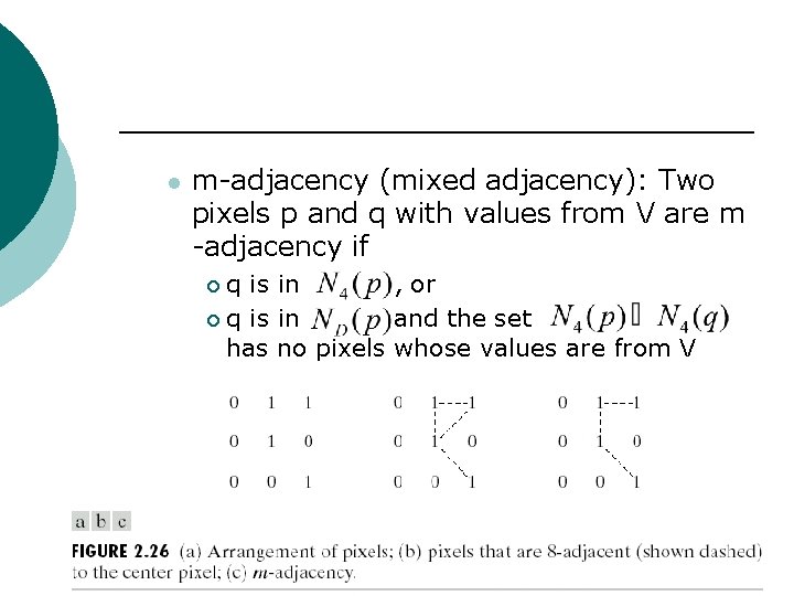 l m-adjacency (mixed adjacency): Two pixels p and q with values from V are