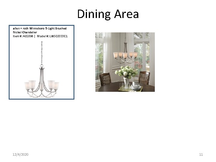 Dining Area allen + roth Winnsboro 5 -Light Brushed Nickel Chandelier Item #: 402096