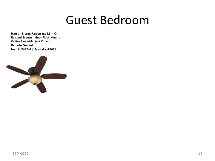 Guest Bedroom Harbor Breeze Pawtucket 52 -in Oil Rubbed Bronze Indoor Flush Mount Ceiling