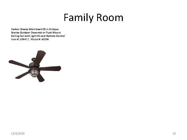 Family Room Harbor Breeze Merrimack 52 -in Antique Bronze Outdoor Downrod or Flush Mount