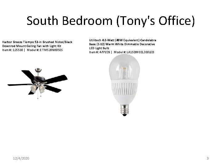 South Bedroom (Tony's Office) Harbor Breeze Tiempo 52 -in Brushed Nickel/Black Downrod Mount Ceiling