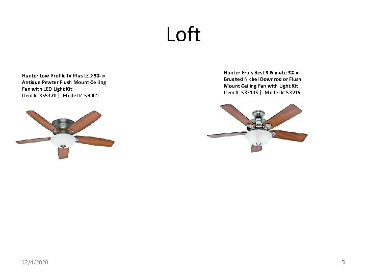 Loft Hunter Low Profile IV Plus LED 52 -in Antique Pewter Flush Mount Ceiling