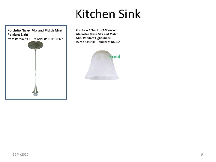 Kitchen Sink Portfolio Nickel Mix and Match Mini Pendant Light Item #: 394799 |