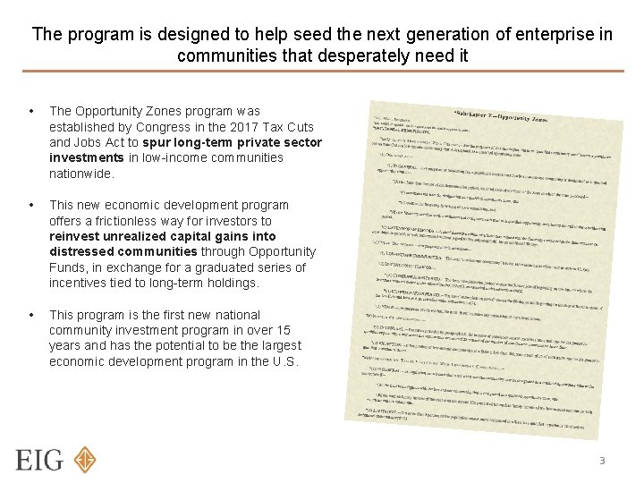 The program is designed to help seed the next generation of enterprise in communities