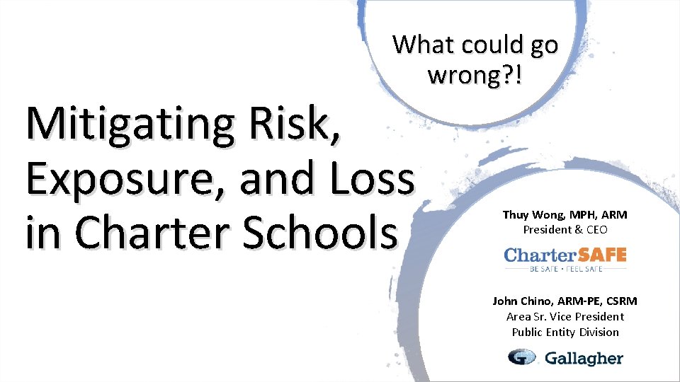 What could go wrong? ! Mitigating Risk, Exposure, and Loss in Charter Schools Thuy