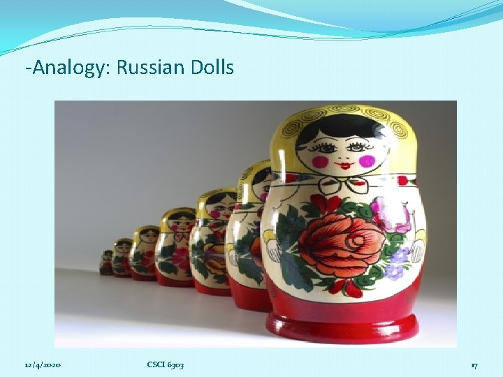 -Analogy: Russian Dolls 12/4/2020 CSCI 6303 17 