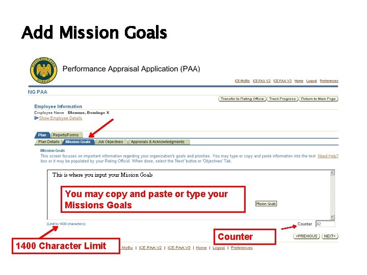 Add Mission Goals You may copy and paste or type your Missions Goals 1400