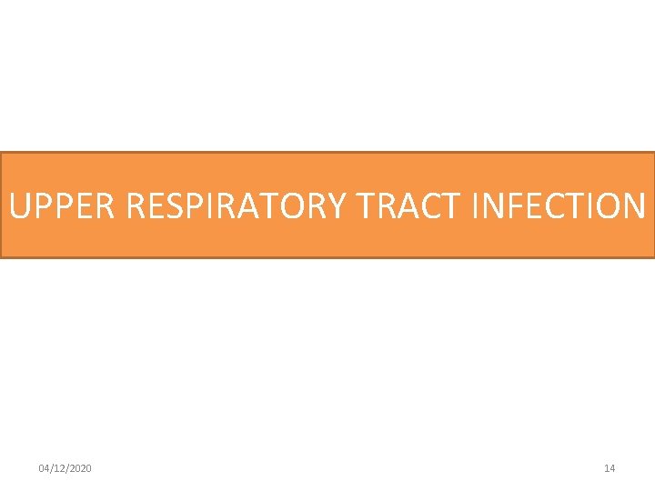 UPPER RESPIRATORY TRACT INFECTION 04/12/2020 14 