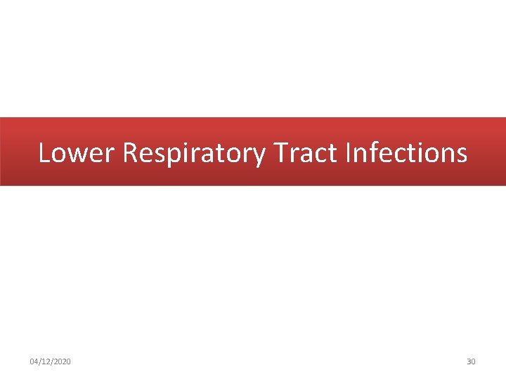 Lower Respiratory Tract Infections 04/12/2020 30 