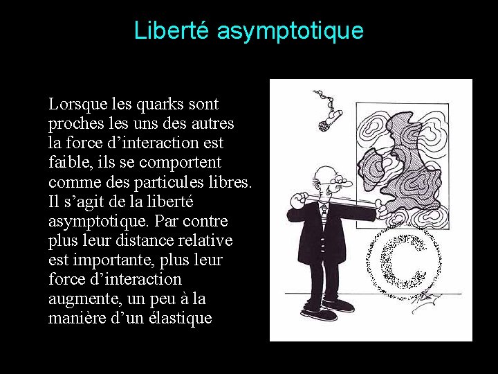 Liberté asymptotique Lorsque les quarks sont proches les uns des autres la force d’interaction