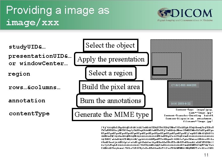 Providing a image as image/xxx study. UID&… presentation. UID&… or window. Center… region rows…&columns… Providing a image as image/xxx study. UID&… presentation. UID&… or window. Center… region rows…&columns…