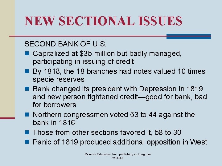 NEW SECTIONAL ISSUES SECOND BANK OF U. S. n Capitalized at $35 million but