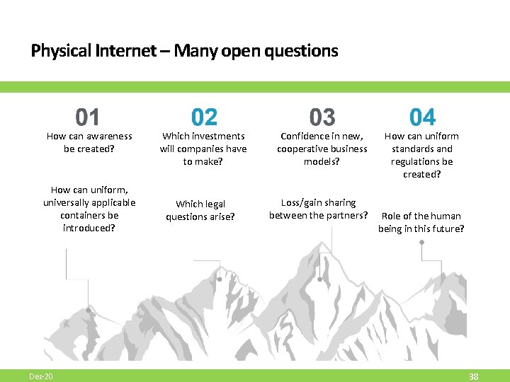 Physical Internet – Many open questions How can awareness be created? How can uniform, Physical Internet – Many open questions How can awareness be created? How can uniform,