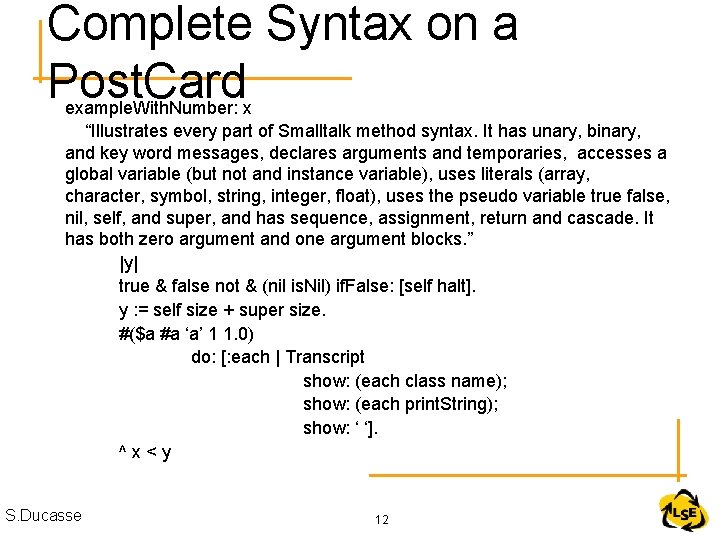 Complete Syntax on a Post. Card example. With. Number: x “Illustrates every part of