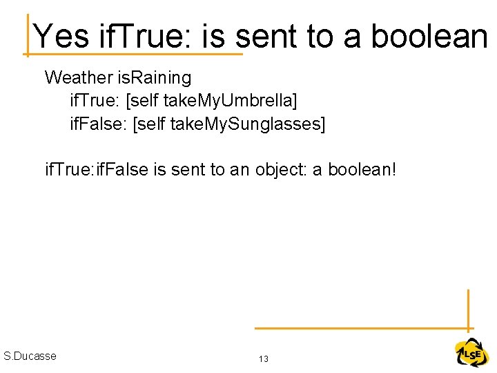 Yes if. True: is sent to a boolean Weather is. Raining if. True: [self