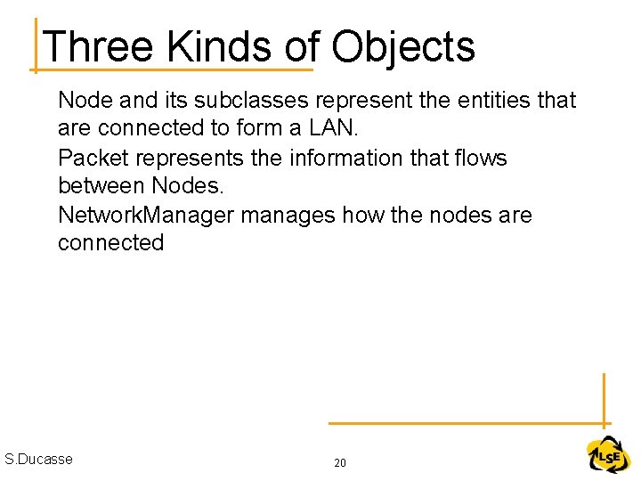 Three Kinds of Objects Node and its subclasses represent the entities that are connected