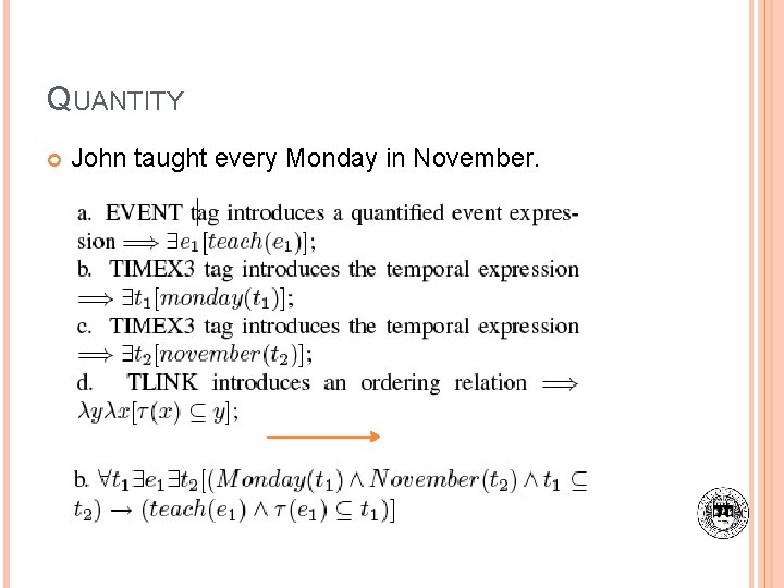 QUANTITY John taught every Monday in November. 