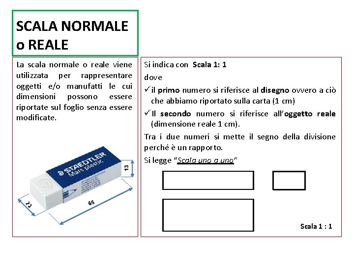 SCALA NORMALE o REALE 13 La scala normale o reale viene utilizzata per rappresentare