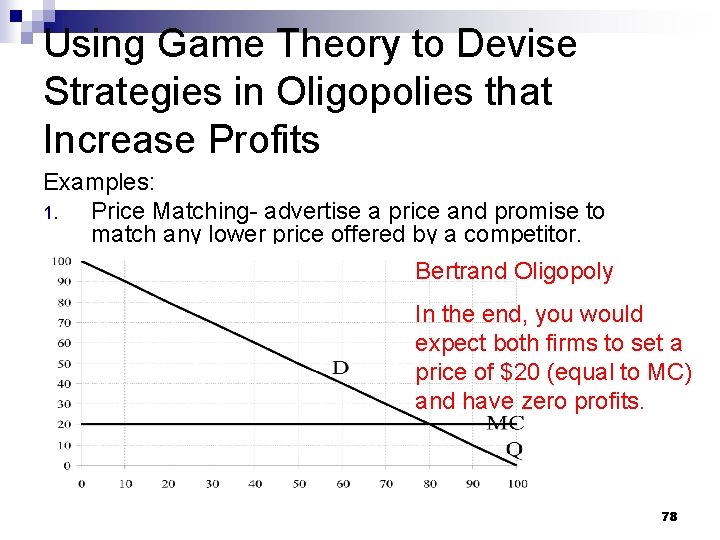 Using Game Theory to Devise Strategies in Oligopolies that Increase Profits Examples: 1. Price