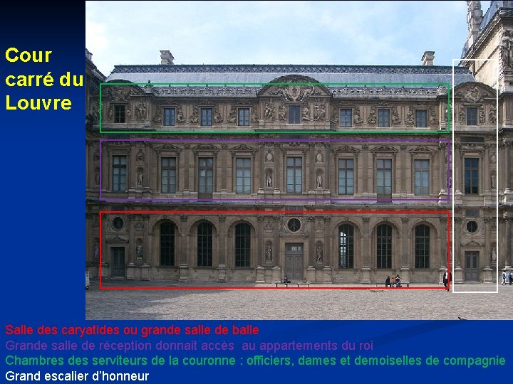 Cour carré du Louvre Salle des caryatides ou grande salle de balle Grande salle Cour carré du Louvre Salle des caryatides ou grande salle de balle Grande salle