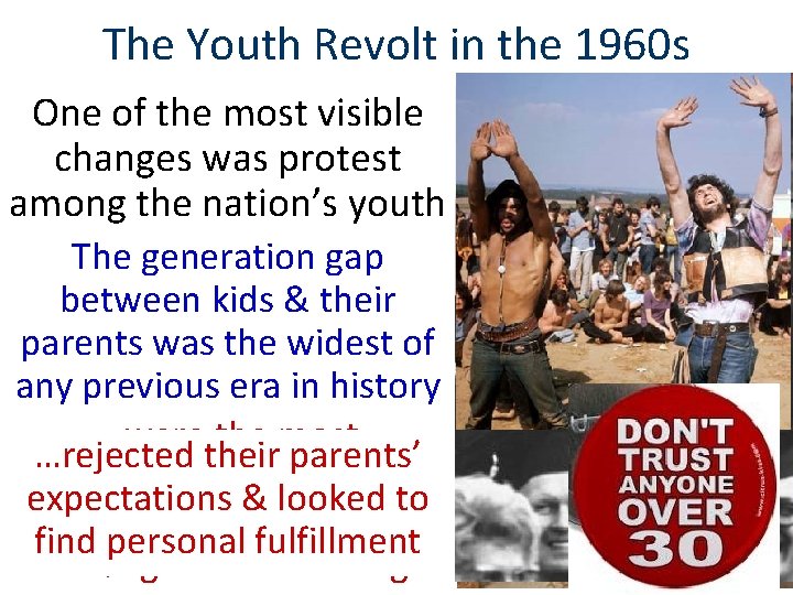 The Youth Revolt in the 1960 s One of the most visible changes was