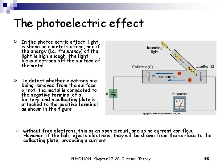 The photoelectric effect Ø In the photoelectric effect, light is shone on a metal