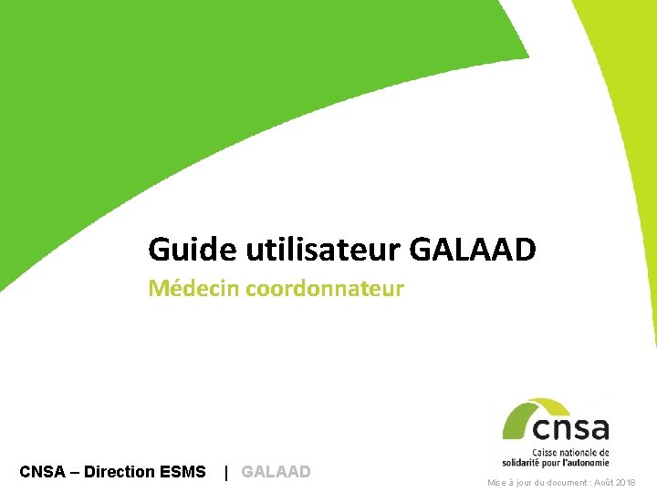 Guide utilisateur GALAAD Médecin coordonnateur CNSA – Direction ESMS | GALAAD Mise à jour