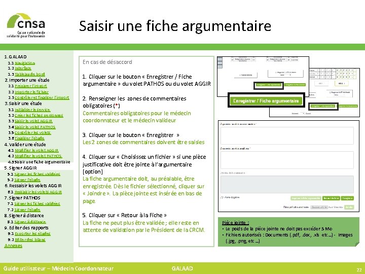 Saisir une fiche argumentaire 1. GALAAD 1. 1 Navigation 1. 2 Interface 1. 3